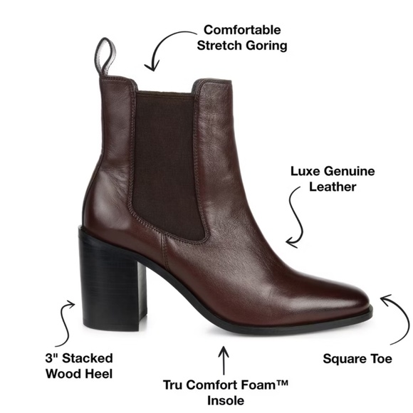 Women's Rowann Block Heel Chelsea Booties - Brown Size 7.5 W - Picture 2 of 6